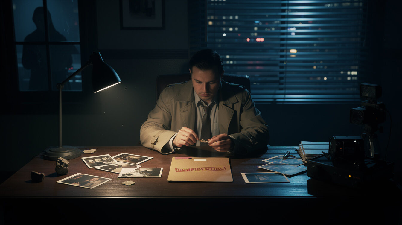 private investigator in shadows