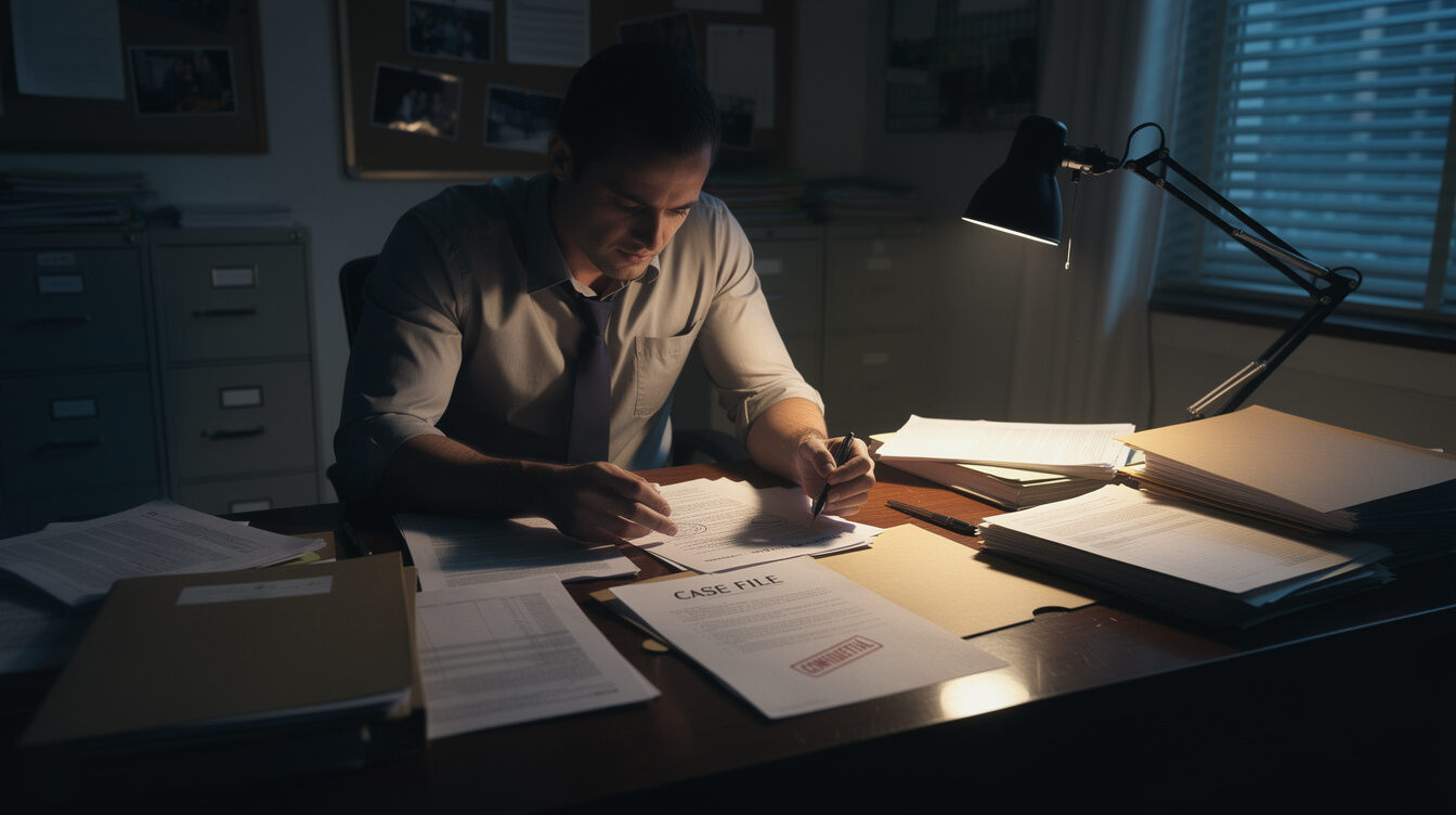detective reviewing documents