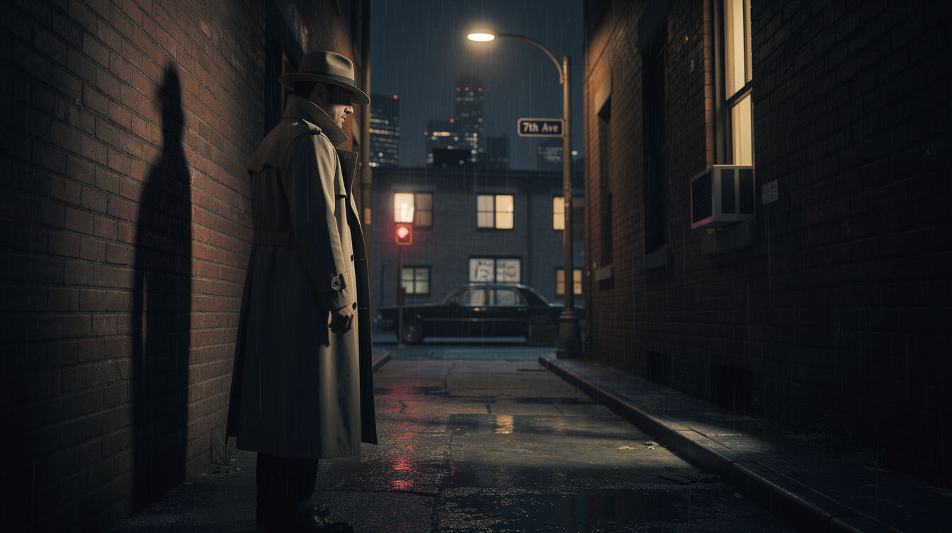 private investigator in shadows