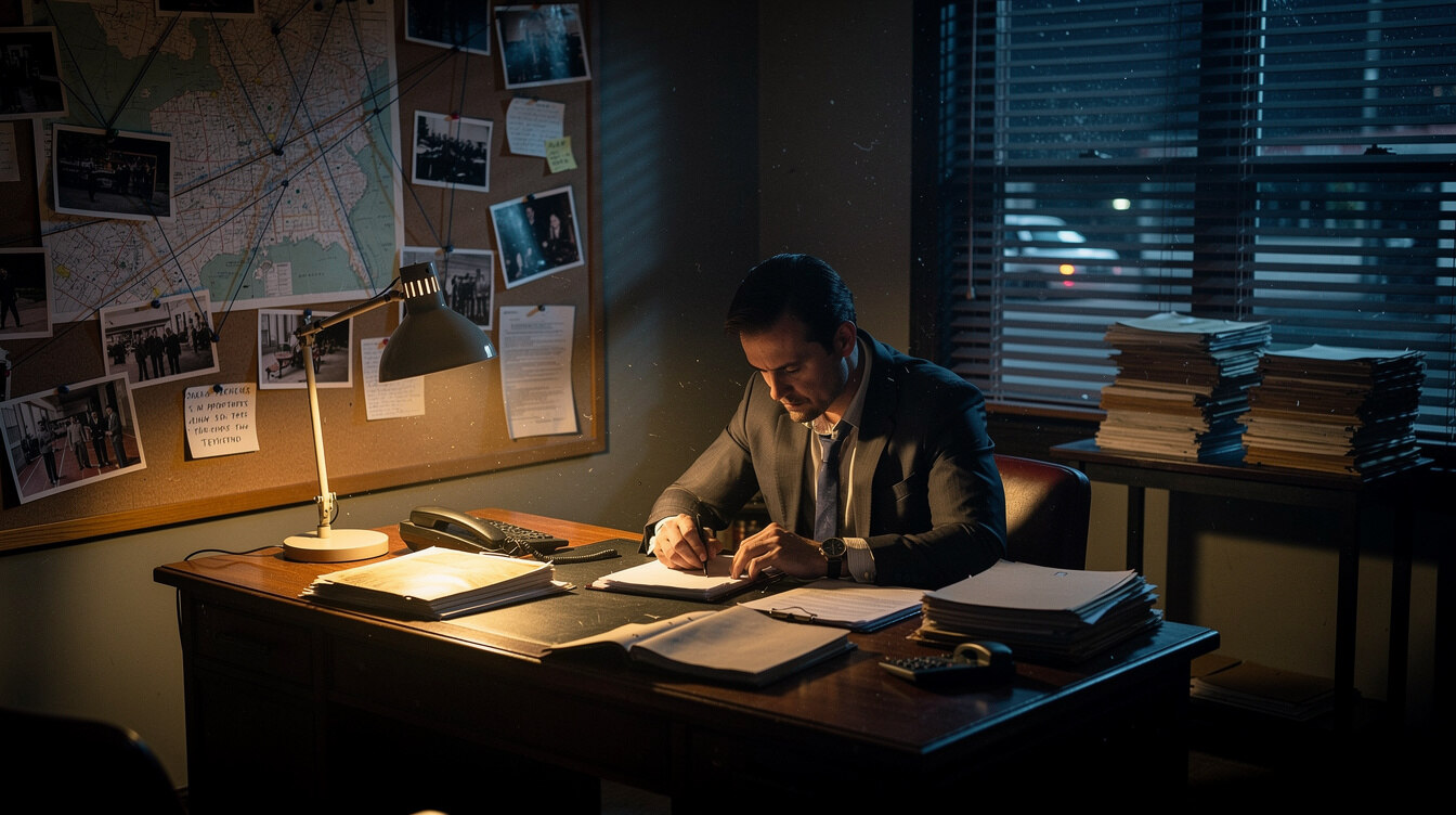 detective reviewing documents
