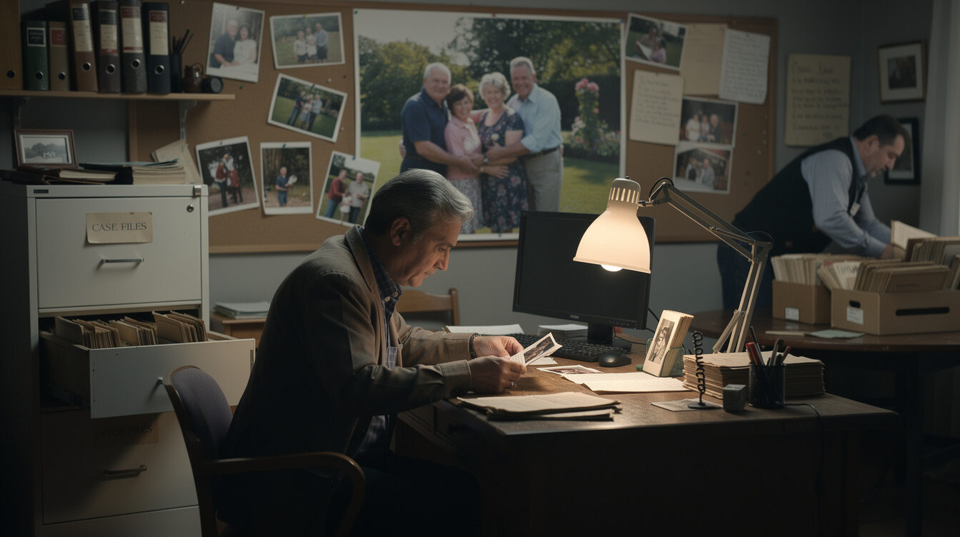 detective reviewing documents