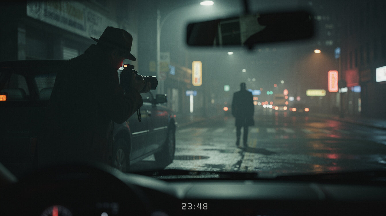 private investigator tailing suspect